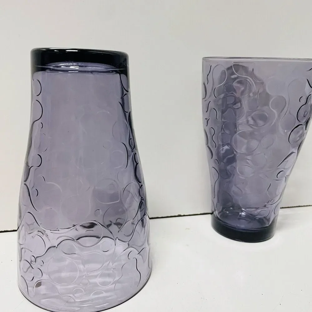 2x IKEA Purple Drinking Glasses Tumblers Texture Set Of 2 Glasses 5.6” FRANCE